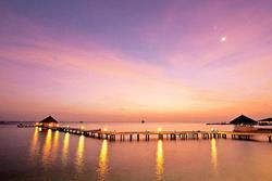 Maldives scuba diving holiday - Eriyadu Island Resort. Sunset.